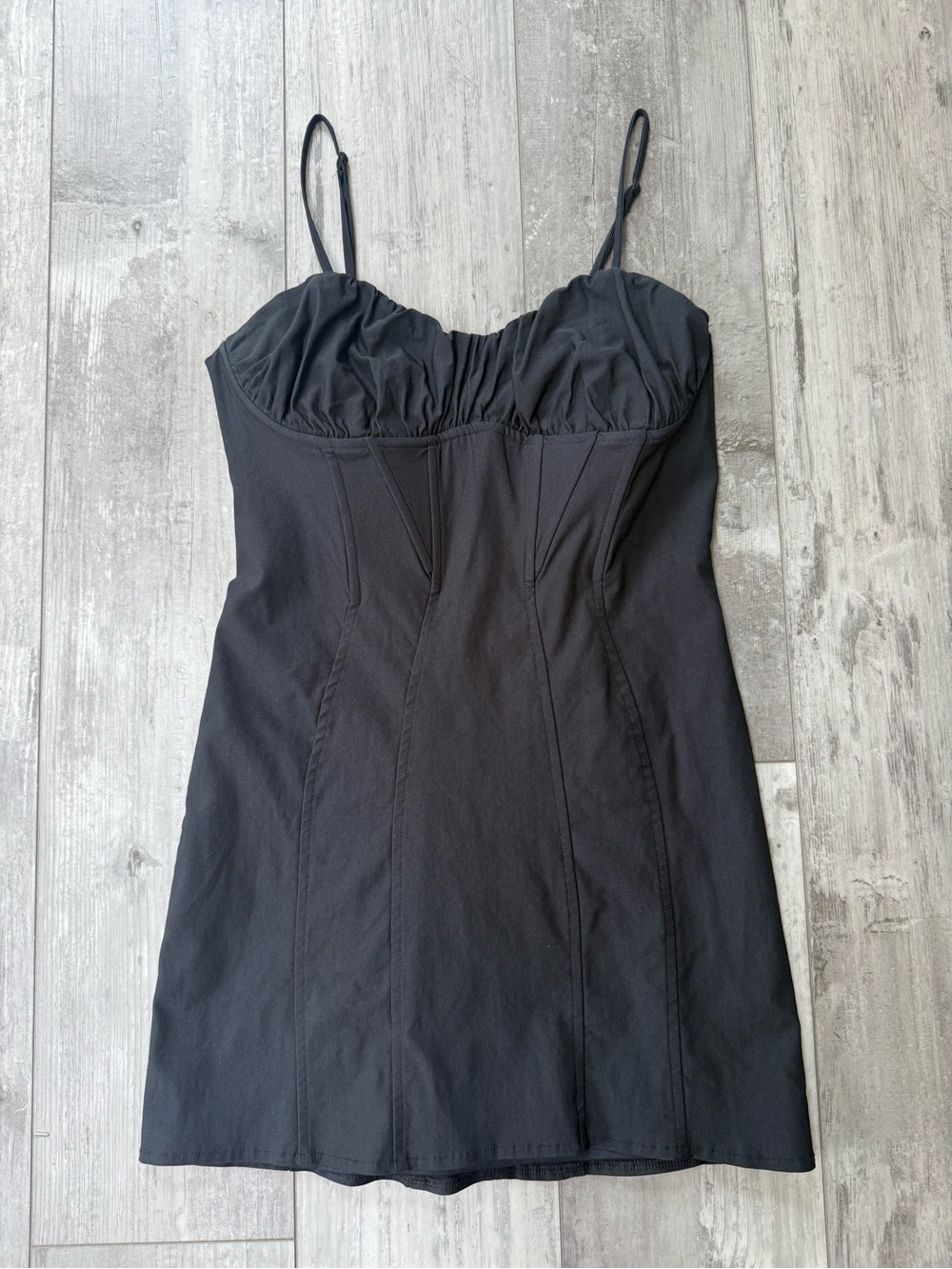 L.A. Hearts Black Corset Mini Dress Sweetheart Neck Fit & Flare Size M